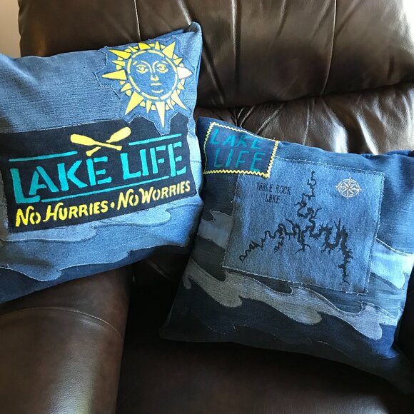 Lake Life Pillow Cover 18 x 18, Boating Fishing Waves Lakehouse Cabin Decor - Picture 5 of 10